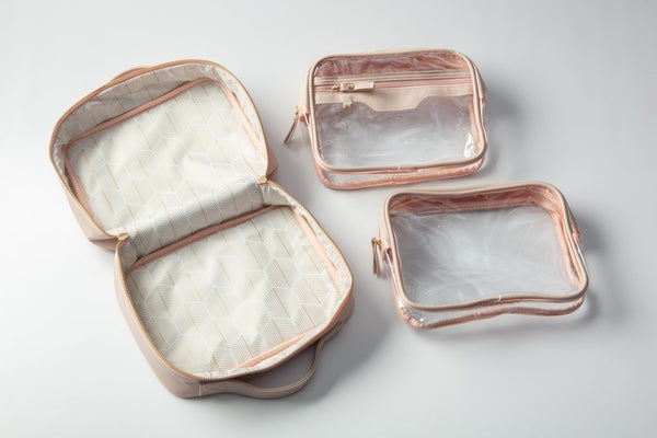 "Aspen Pink Cosmetic Bag Set"